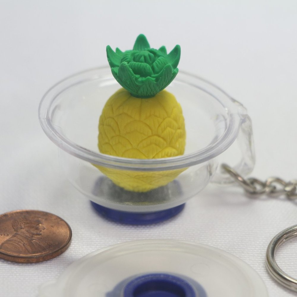 RARE Vintage Tupperware Mini Mix N Stor Bowl Keychain (clear, dark blue) NEW!